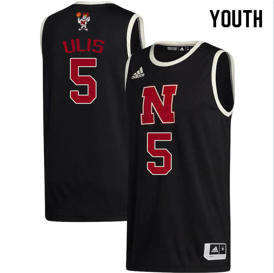 Youth #5 Ahron Ulis Nebraska Cornhuskers College Basketball Jerseys Stitched Sale-Black